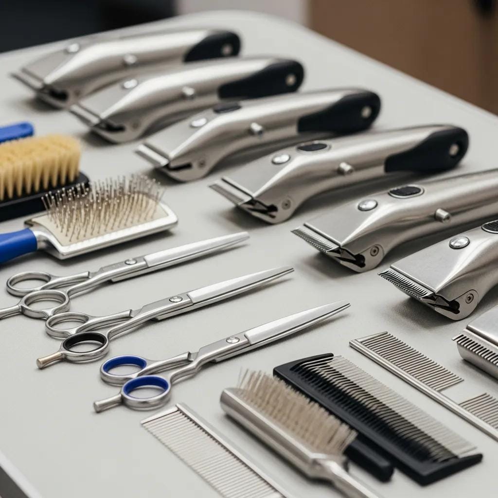 Clean, organized grooming tools laid out to highlight proper maintenance and safe use